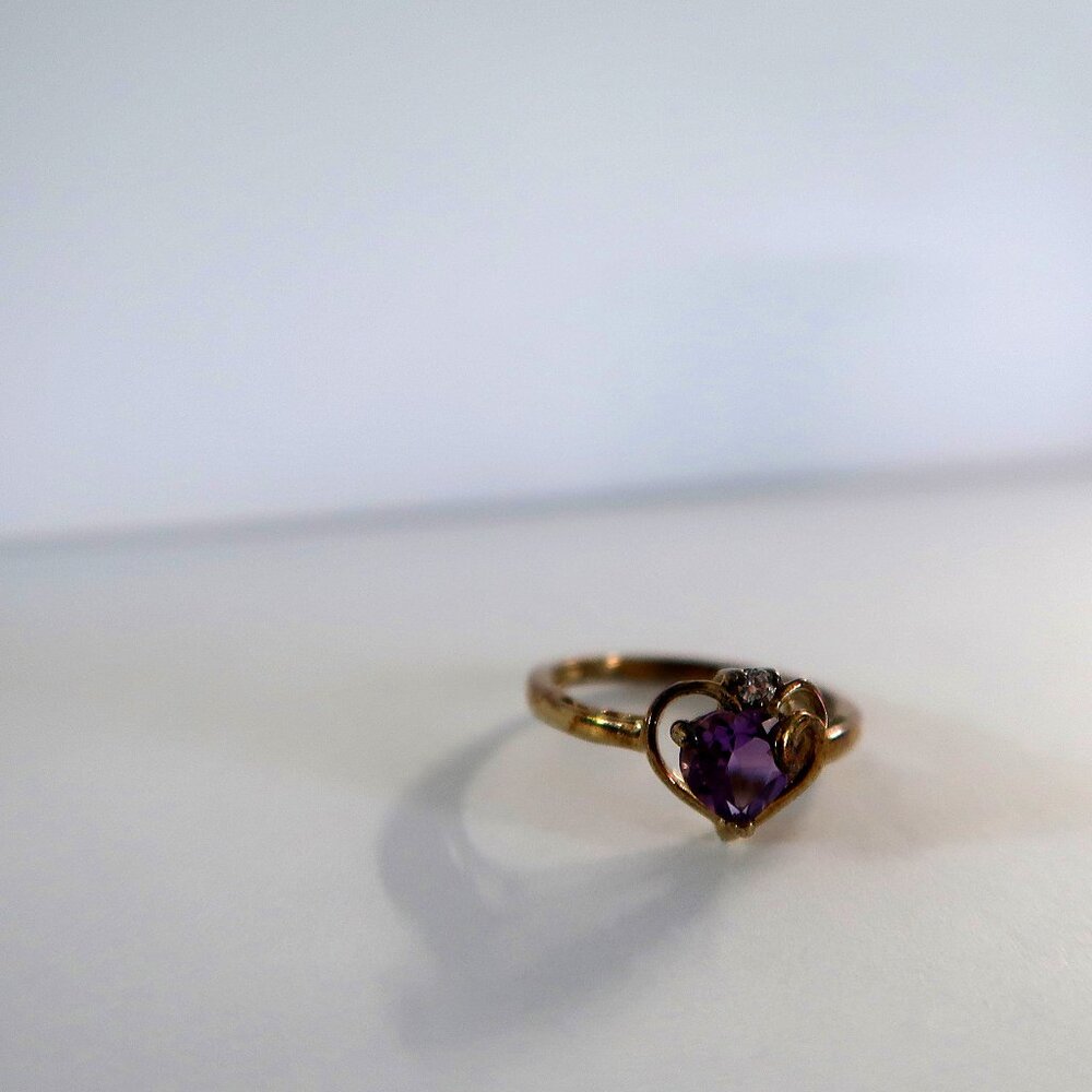 'Warrior of the Battlefield' Tarnished 925 Sterling Ring Purple Heart Stone